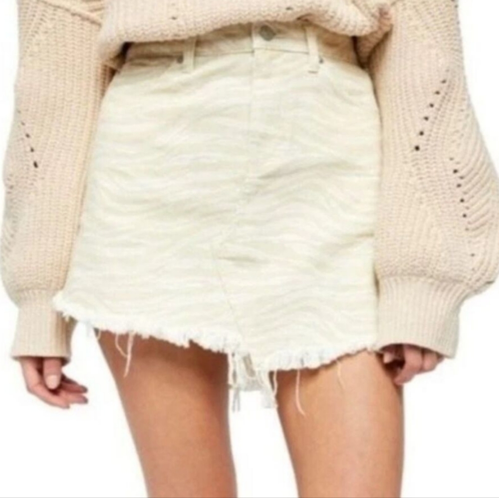 We The Free Zebra Zinc Mini Denim Skirt